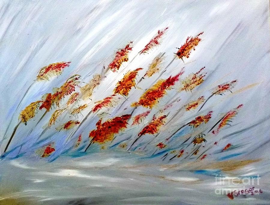 Winter Reeds Painting by Tatiana Sragar