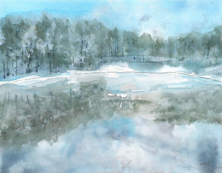 Winter reflection Painting by Hiroko Stumpf
