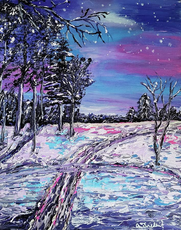 Winter Reflections Painting by Ann Frederick