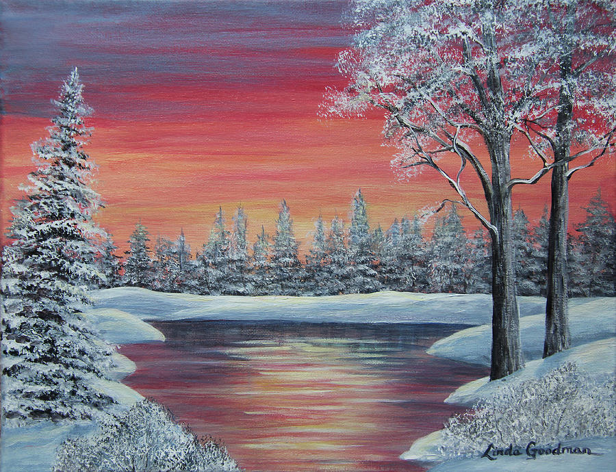 Winter Reflections Painting by Linda Goodman