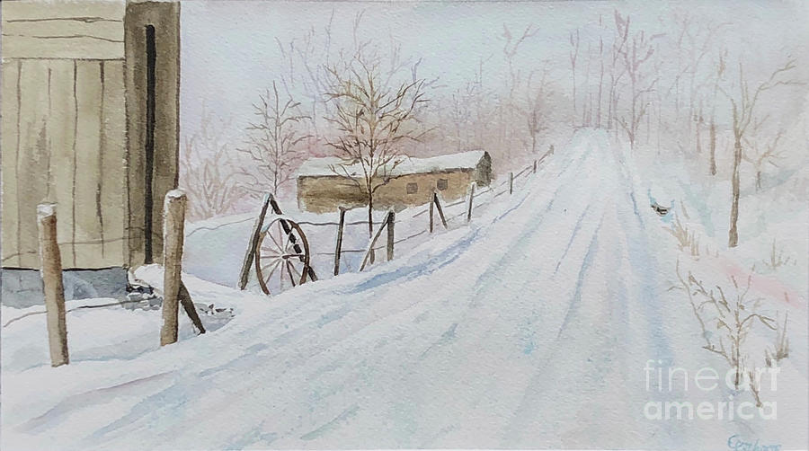 Winter Road in PA Painting by Christine Lathrop