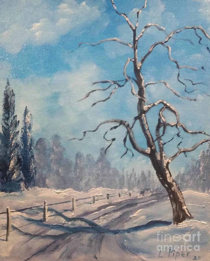Tree Painting - Winter Road by Lee Piper