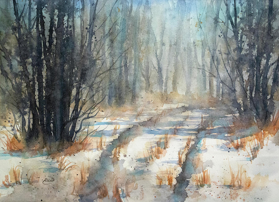 Winter Road Painting by Rebecca Davis