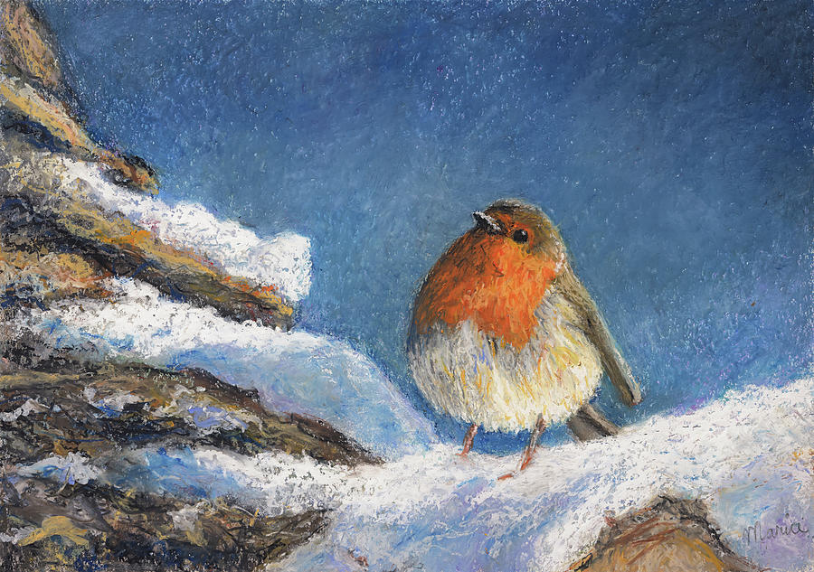 Winter Robin Painting by Maria Meester