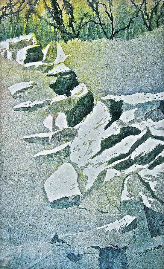 Winter Rock Composition Painting by Carolyn Rosenberger
