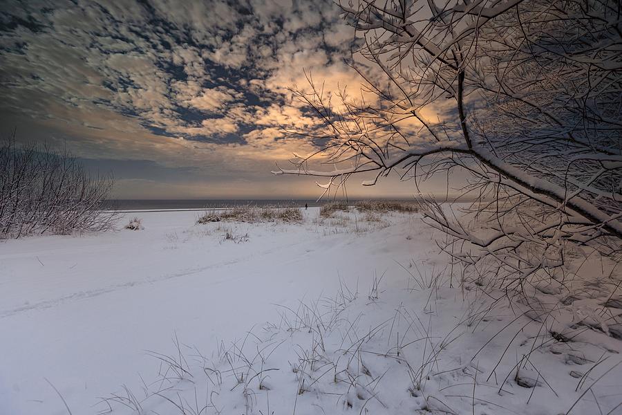 Winter Sunset On The Beach / Jurmala  Photograph by Aleksandrs Drozdovs