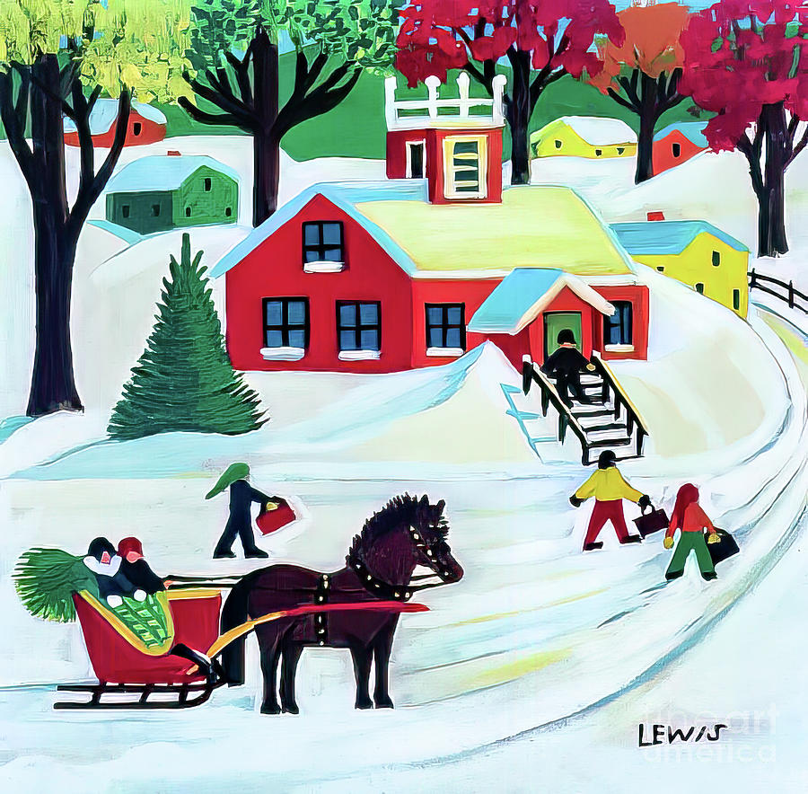 Winter Scene by Maud Lewis Painting by Maud Lewis