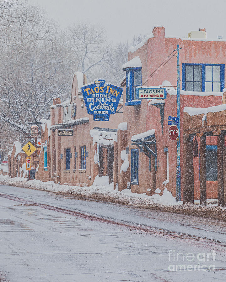 Winter Scene Downtown Taos Photograph by Elijah Rael