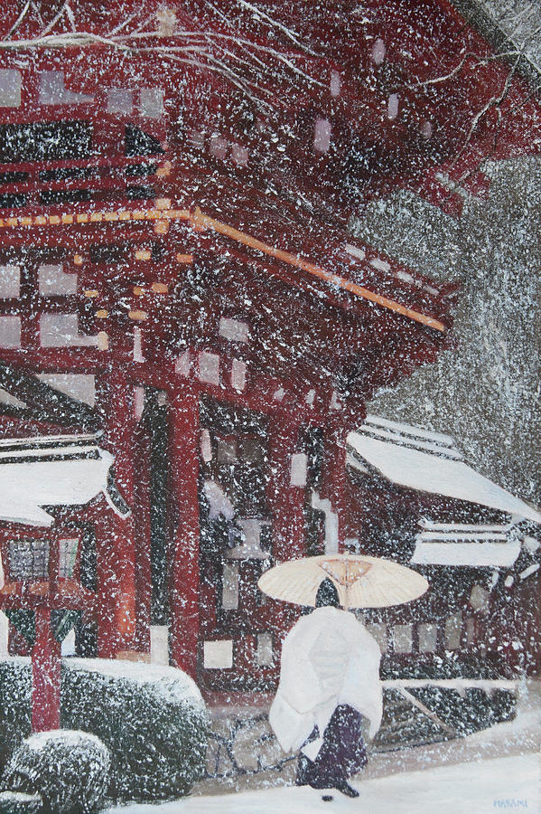 Winter Scene From Japan 2 Painting by Masami Iida
