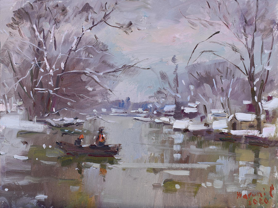 Winter Painting - Winter Scene in LaSalle Canal by Ylli Haruni