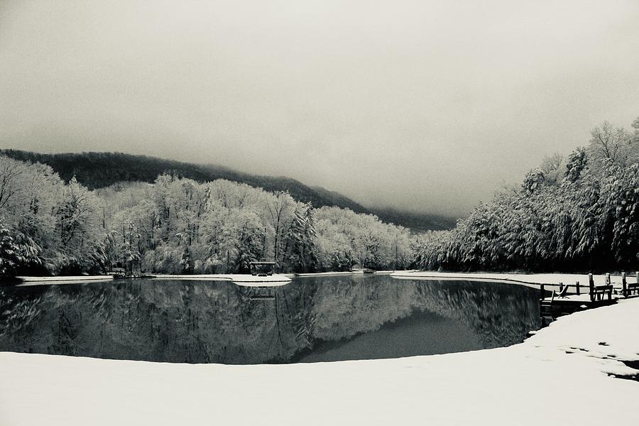 Winter scene Lake Reflection  Photograph by Micky Roberts