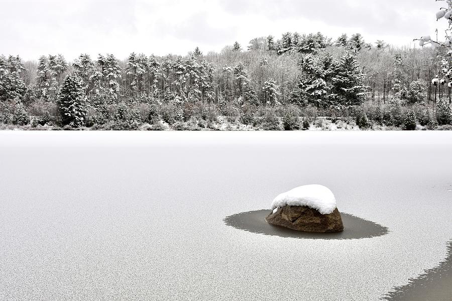 Winter scene on Wachusett Reservoir Photograph by Monika Salvan
