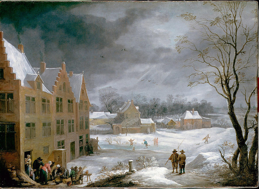 Winter Scene with a Man Killing a Pig Photograph by Paul Fearn