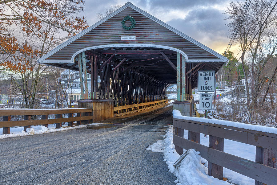 Winter Scenery of the Rowell Covered Bridge Photograph by Juergen Roth