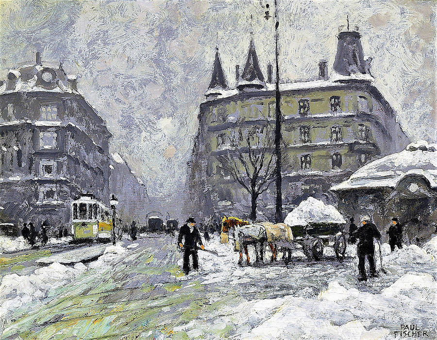 Vintage Painting - Winter scnen at Trianglen - Digital Remastered Edition by Paul Gustav Fischer