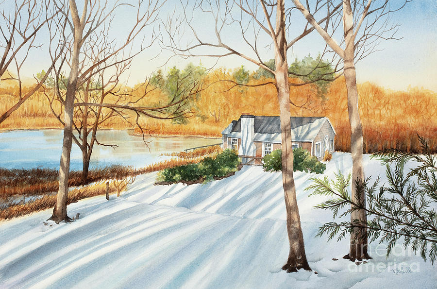 Winter Painting - Winter Shadows Watercolor Painting by Michelle Constantine