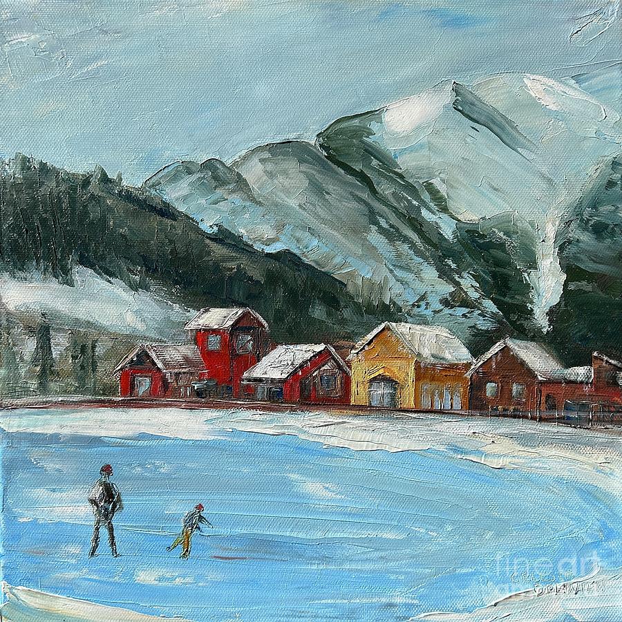 Winter Skaters Painting by Celeste Drewien