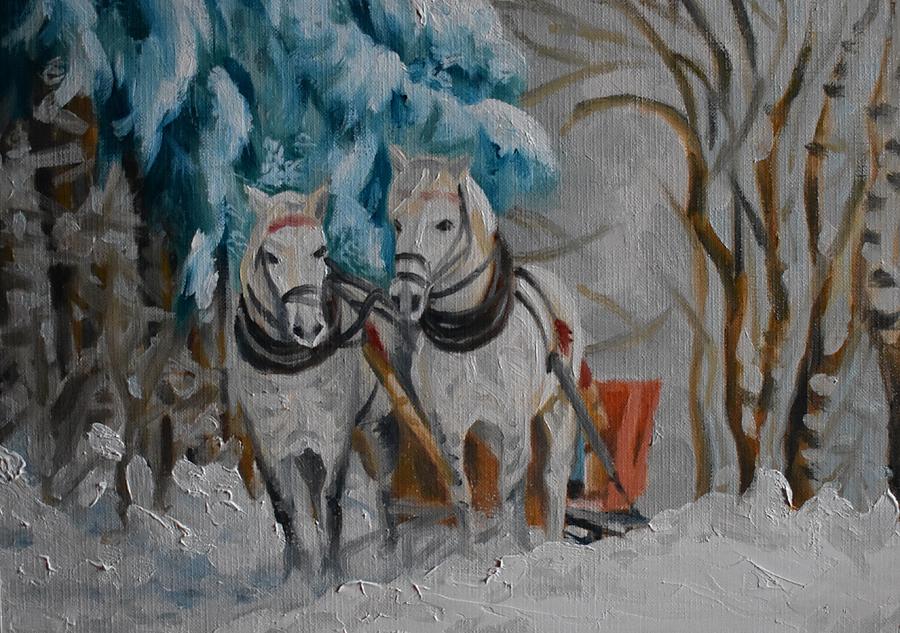 Winter Sleigh Ride Painting