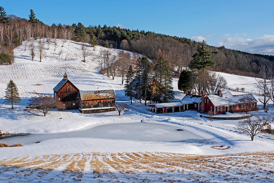 Winter Snow on Sleepy Hollow Farm Woodstock Vermont Cloudland Road Photograph by Toby McGuire