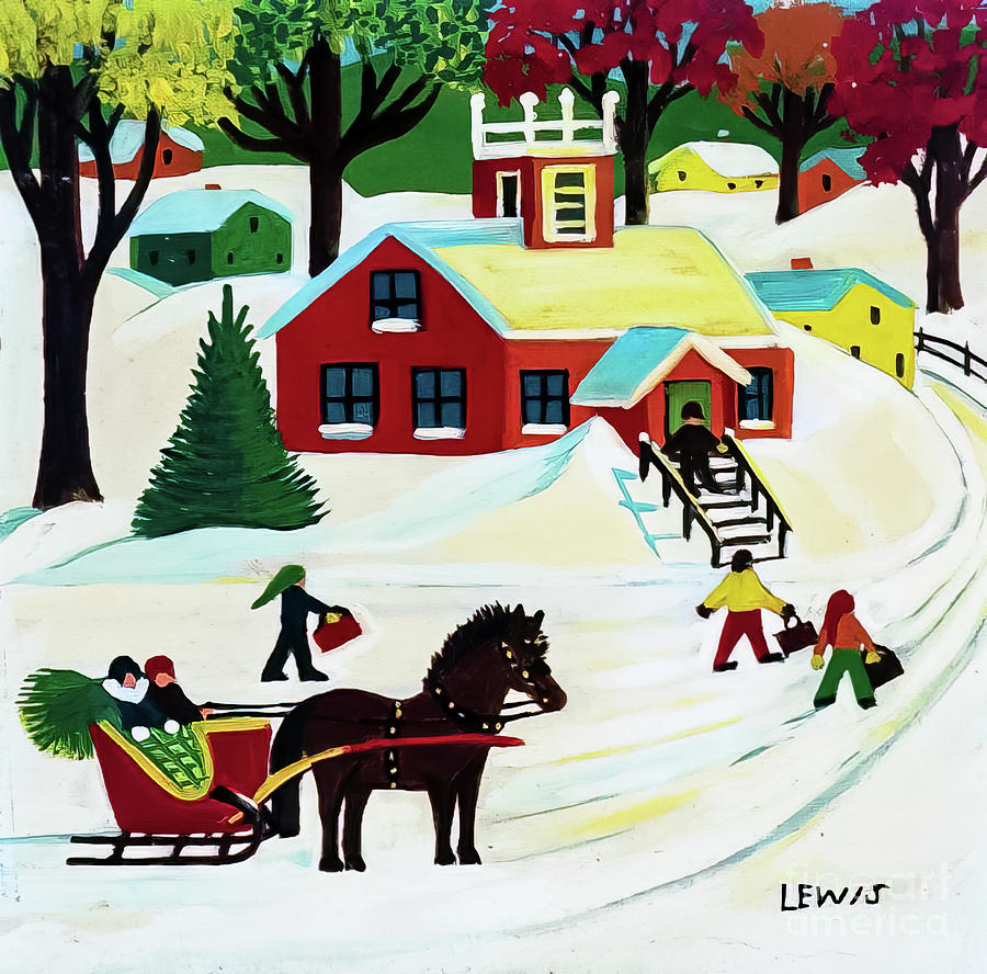 Winter Snow Scene by Maud Lewis Painting by Maud Lewis