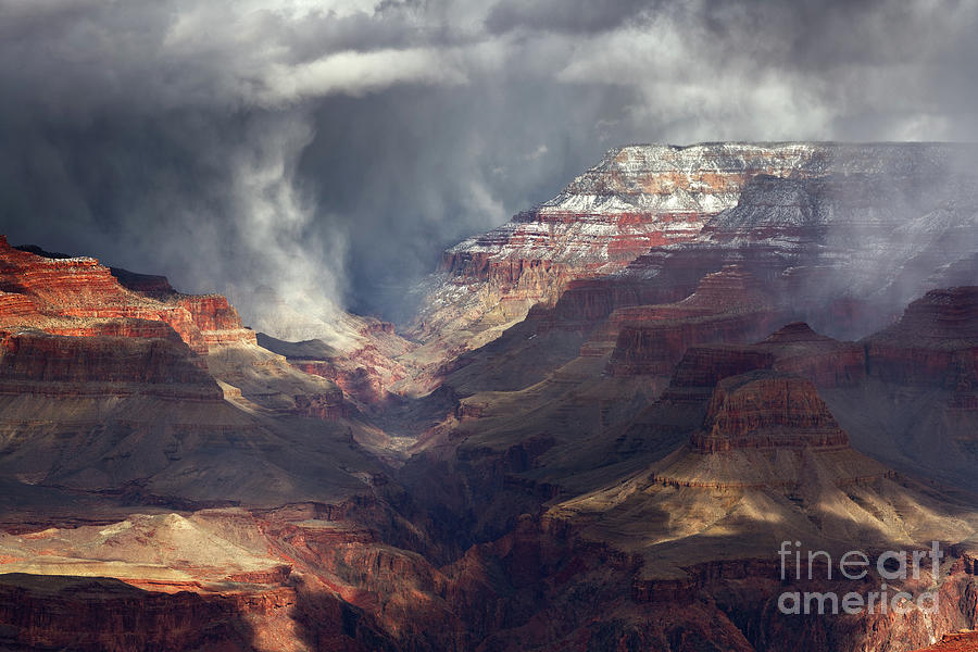 Winter Snow Shower Passing Through Grand Canyon National Park Photograph by Tom Schwabel