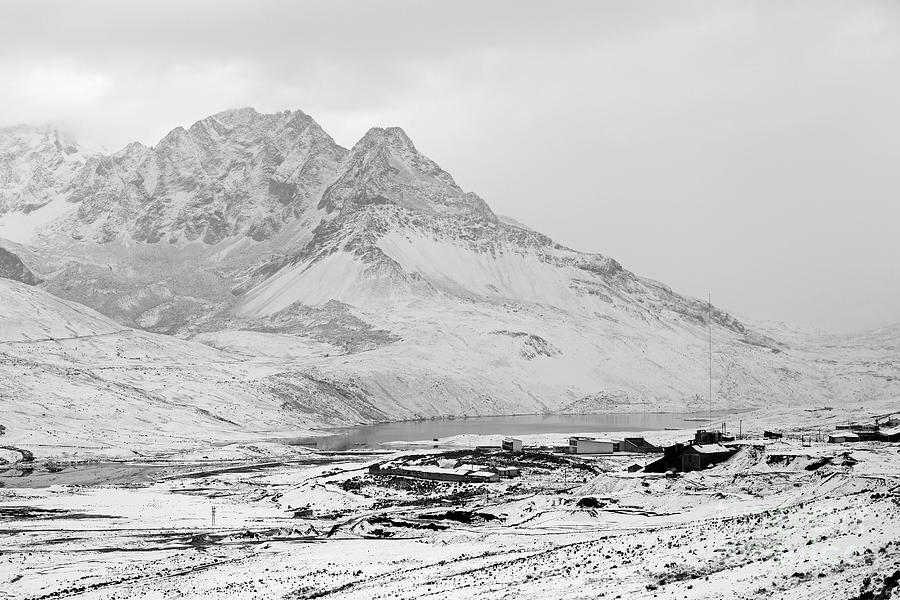 Winter snows over Milluni mine Bolivia Photograph by James Brunker