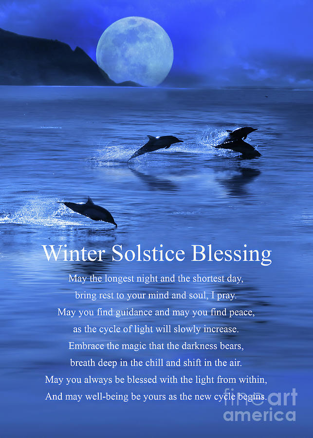 Winter Solstice Blessing with Dolphins Ocean and Moon Photograph by Stephanie Laird