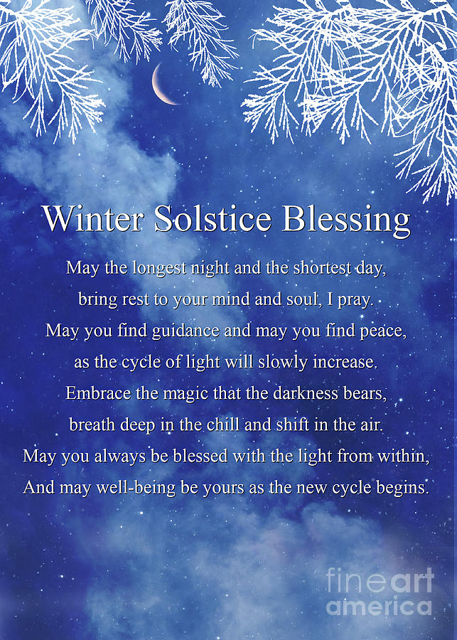 Winter Solstice Blessing Yule Pagan Sabbat with Poem and Beautiful Night Sky Photograph by Stephanie Laird