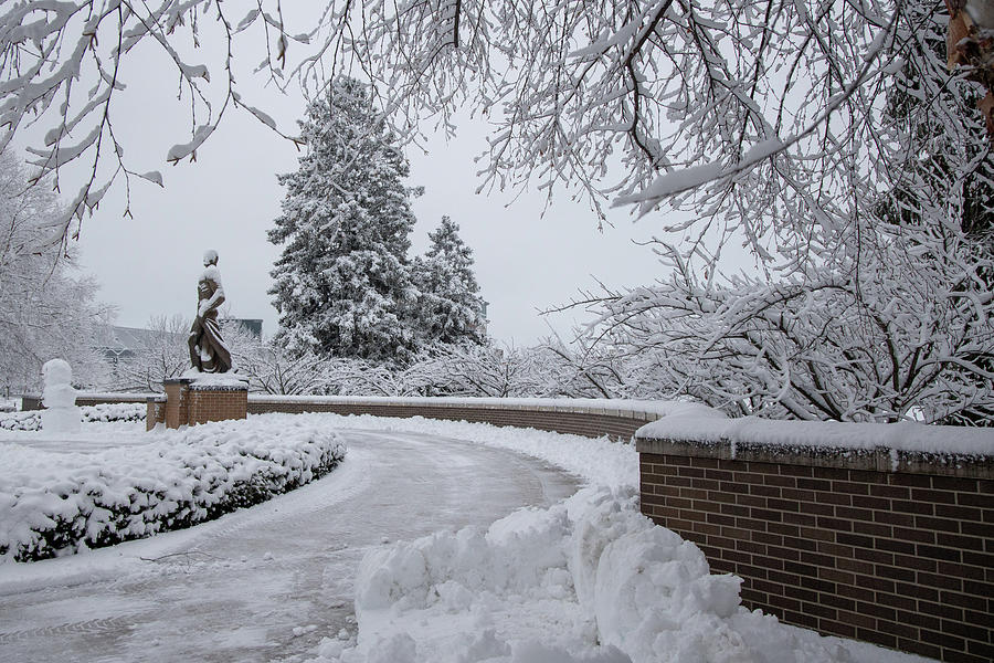 Winter Spartan Statue MSU Photograph by John McGraw