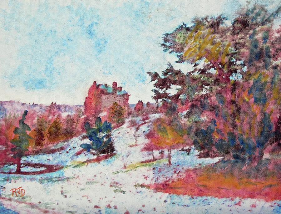 WINTER SPLENDOUR - Neidpath Castle, PEEBLES Painting by Richard James Digance