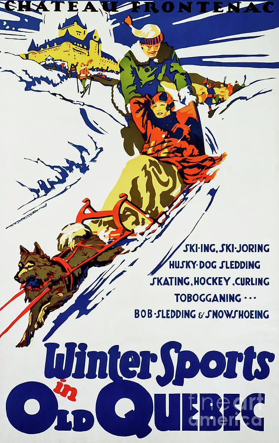 Winter Sports in Old Quebec Poster Drawing by M G Whittingham