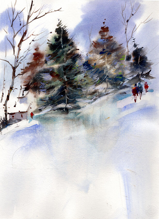 Winter Spruce Painting