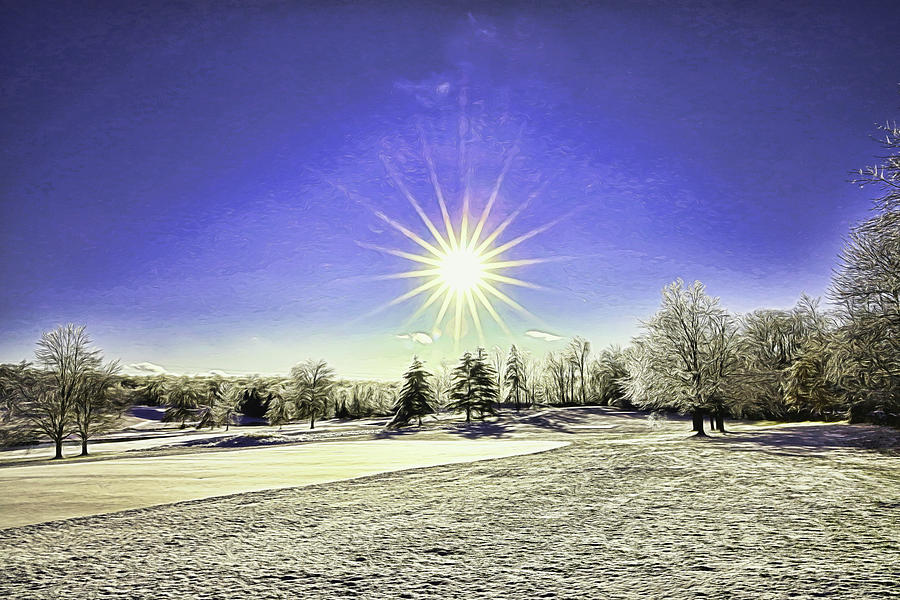 Winter Star Shining Brightly - Photopainting Photograph by Allen Beatty