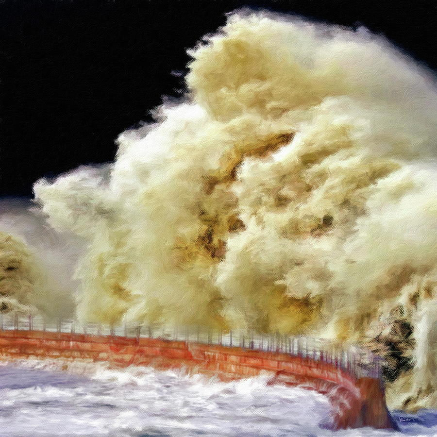 Winter Storm Surf at La Jolla Childrens Pool Digital Art by Russ Harris