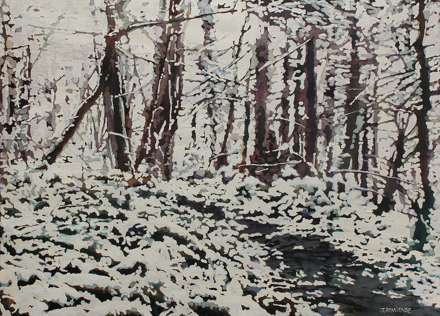 Winter Stream Painting by Jenny Armitage