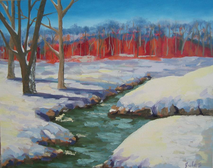 Winter Painting - Winter Stream by Julie P Turner