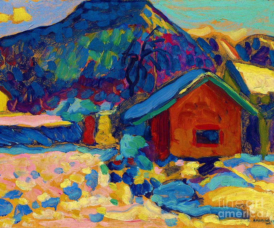 Winter study with mountain, 1908 Painting by Wassily Kandinsky