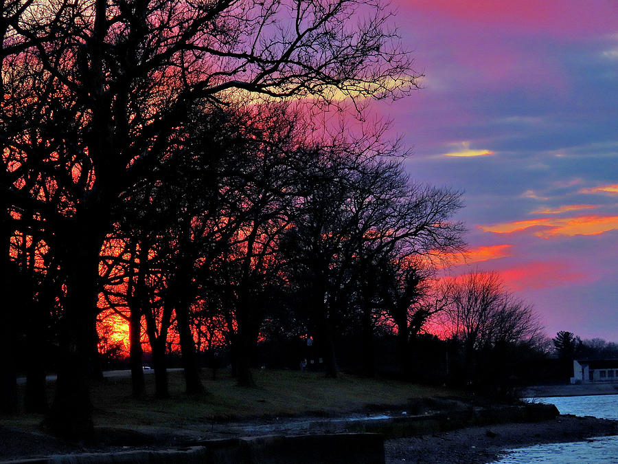 Winter Sundown on the Delaware in Riverton, New Jersey Photograph by Linda Stern