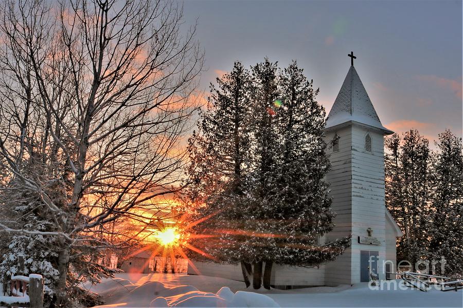 old churches in snow