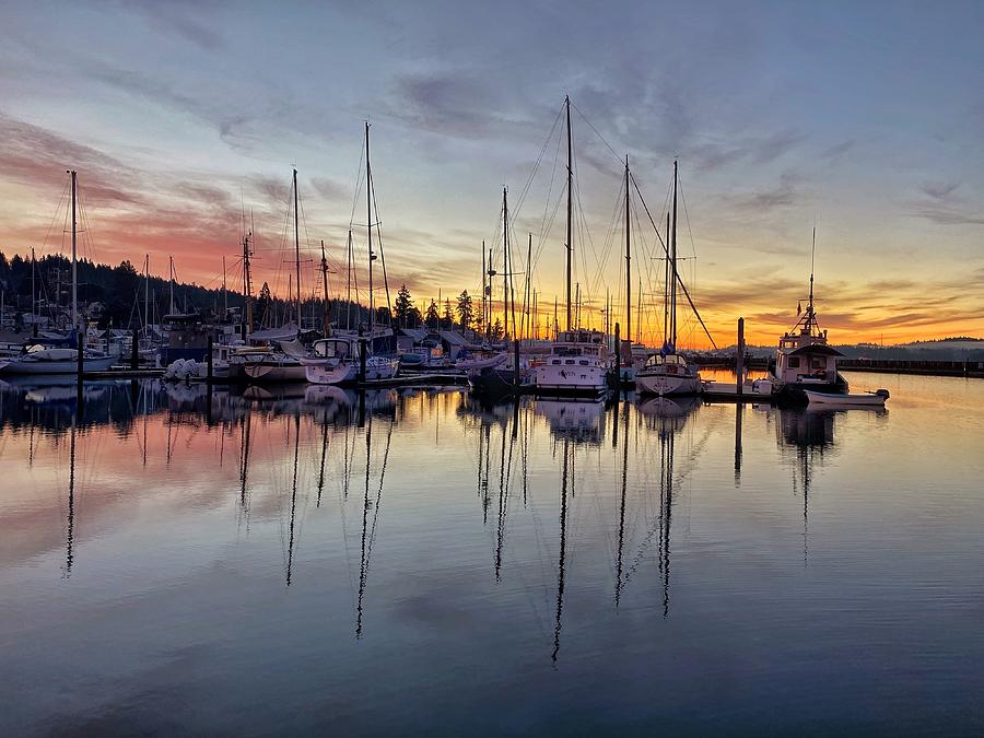 Winter Sunrise at the Poulsbo Marina 2022 Photograph by Jerry Abbott