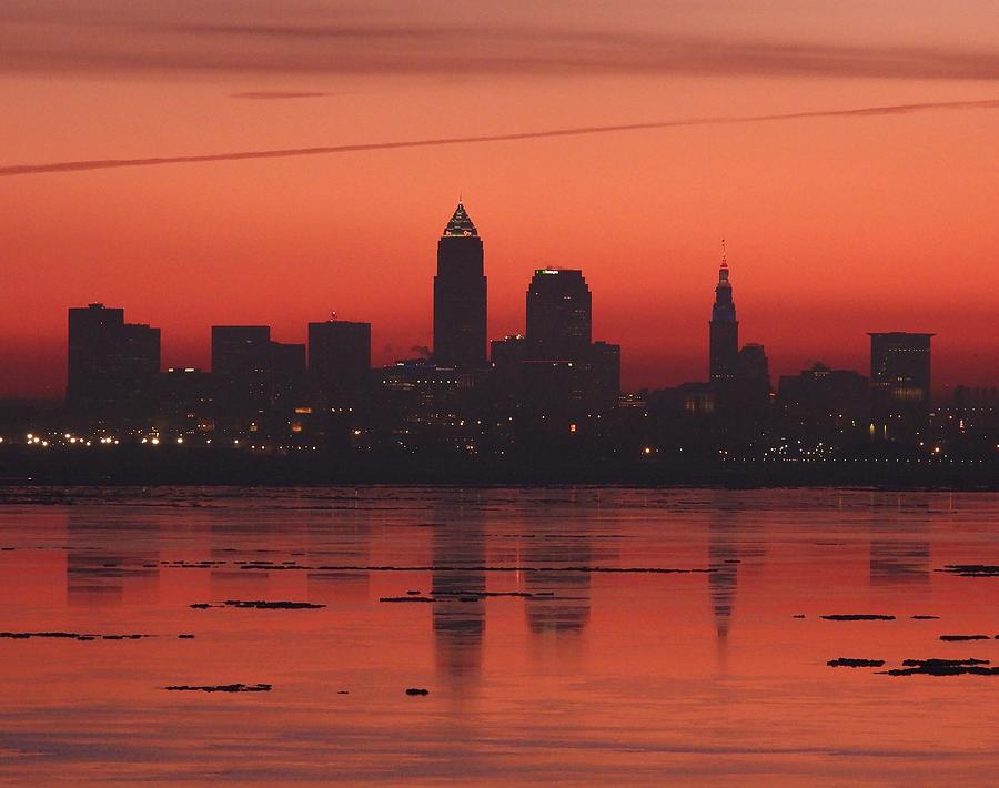 Winter Photograph - Winter sunrise in Cleveland by Jeff Paul