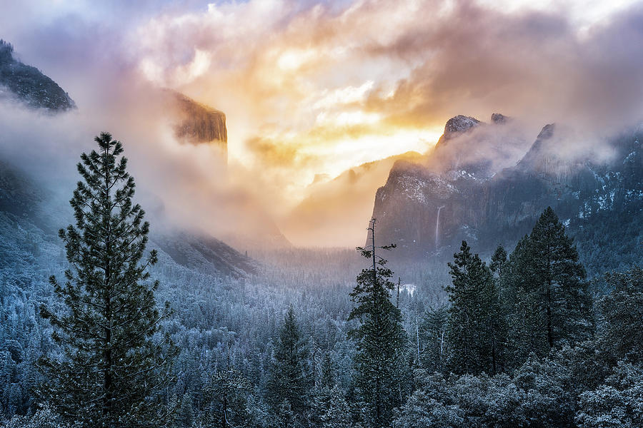 Winter Sunrise In Yosemite Valley Photograph