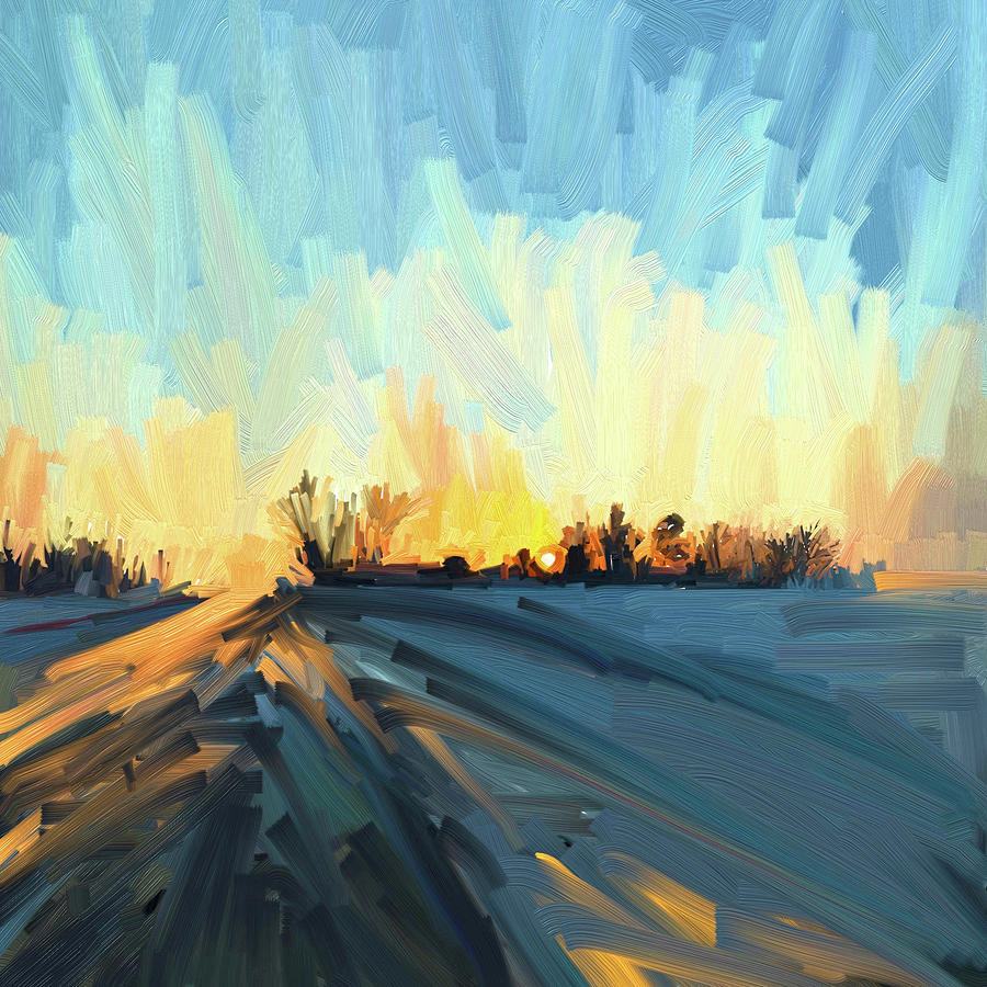 Winter Sunrise Landscape in Colorado Digital Art by Patricia Awapara