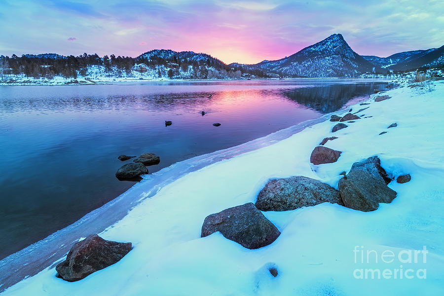 Winter Sunrise on Lake Estes  Photograph by Ronda Kimbrow
