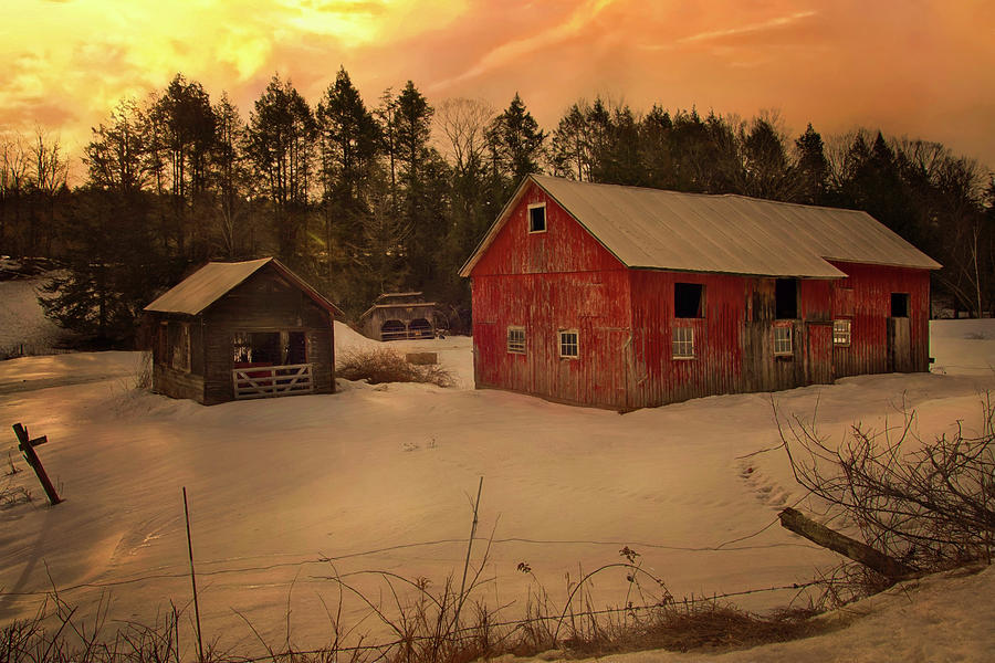 Winter Sunrise on the Farm - Guilford, Vt. Photograph by Joann Vitali