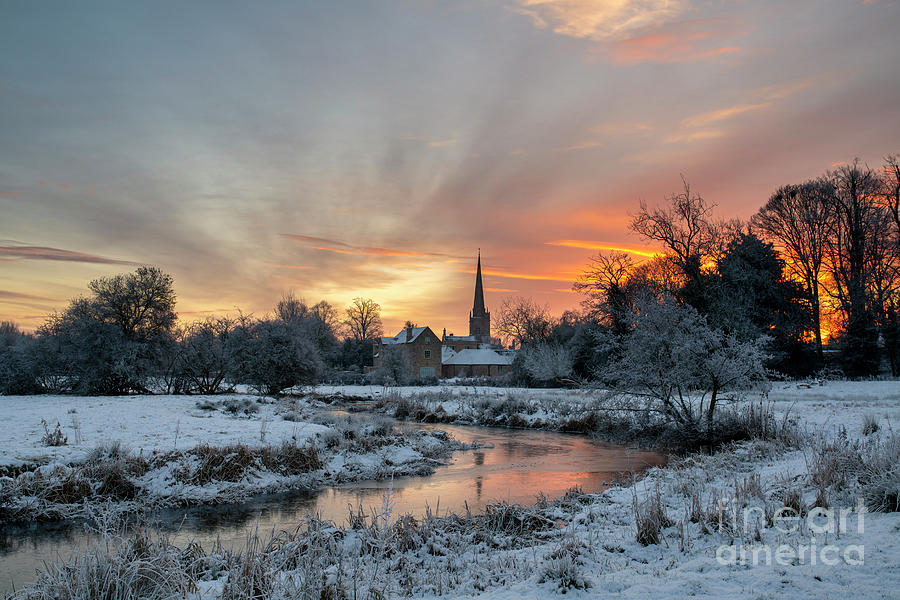 Winter Sunrise over Burford in the Snow Photograph by Tim Gainey