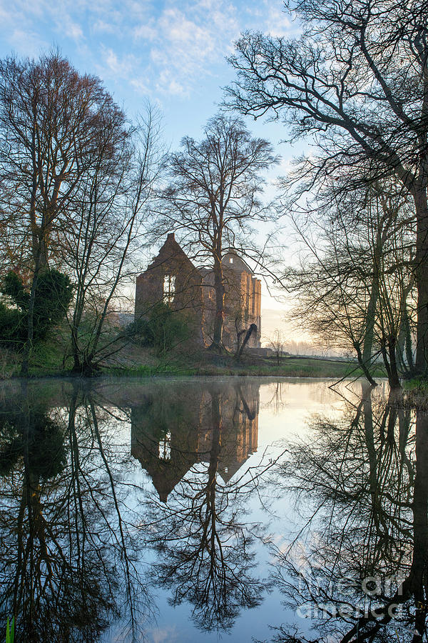 Winter Sunrise Reflections Minster Lovell Hall Photograph by Tim Gainey
