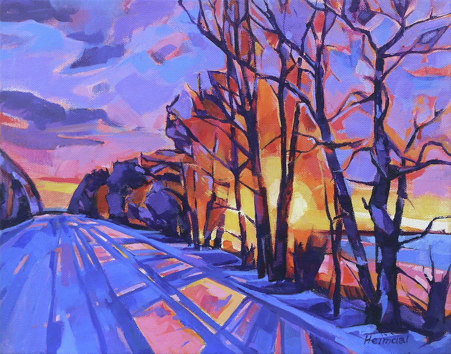 Winter Sunrise Road Painting by Tim Heimdal