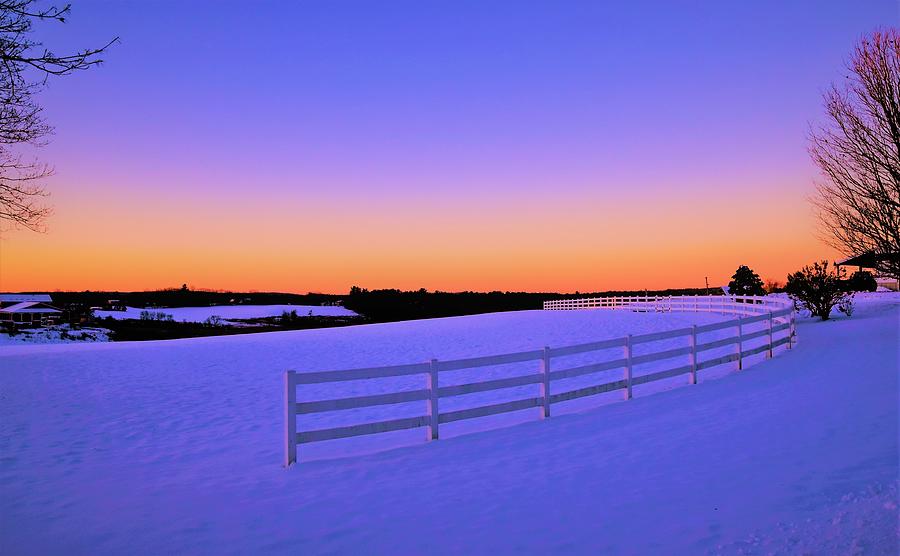 - Winter Sunrise- Scamman Farm - Stratham NH 2 Photograph by THERESA Nye