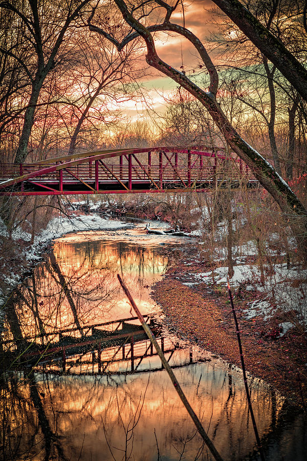Winter Sunset Along The Razorback Greenway Trail Over Clear Creek Photograph by Gregory Ballos